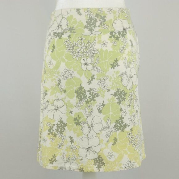 Studio Y Women's Small Green White Tropical Floral Woven Pencil Skirt - Picture 1 of 6